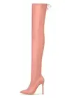 Liliana Rose Nude Pointy Thigh High Over-Knee Boots Stiletto Fashion Dress