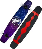 Sports Longboard Skateboard, Chrome Steel High-Speed Bearing 46" 8 Layer A-Level Maple Star Wings Pattern Dance Board Suitable for Beginners Adults Men Women