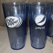 New (6) Dr. Pepper Pepsi Restaurant Plastic Tumblers Cups 24oz Light Blue