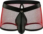 [Maiyifu-GJ] Men's See Through Sexy Underwear Breathable Mesh Bulge Pouch Briefs Fishnet Underpants Low Rise Shorts