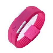 4Pcs Digital Led Silicone Watches Men Women Outdoor Sports Clock Bracelet Luminous Electronic Wristwatch Rose Red