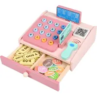 在飛比找蝦皮商城優惠-寶寶木製過家家積木 收銀機工具玩具 刷卡驗鈔數字玩具 啟蒙認