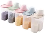 IMIKEYA Green Plastic Sealed Grain Storage Container with Lid Cereal Box for Oatmeal Rice Dry Food Space Saving Design for Kitchen Organization Easy Pouring Transparent View