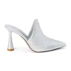 COCONUTS by Matisse Raina Embossed Metallic Pointed Toe Mules Womens Silver Dres