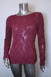 Wolford Lace Sofia Top Merlot Wool Lace Long Sleeve Pullover Size Small New Tag