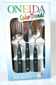 Oneida Color Trends Vintage Green Handle Stainless Steel 20pc Flatware Set DW GB