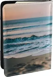 [GaxfjRu] Beach and sea Print Leather Passport Holder Covers Case, Waterproof Travel Wallet Passport Holder for Women Men, Black, One Size