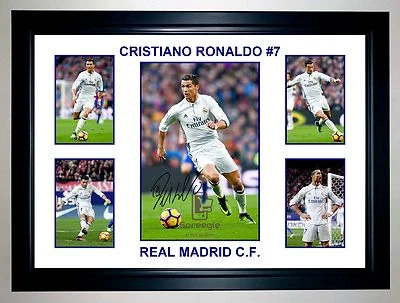 CRISTIANO RONALDO REAL MADRID 5 PHOTO COLLAGE SIGNED PRINT OR FRAMED