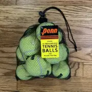 New One Dozen Brand New Penn Tennis Balls 12 pack W/ Mesh Carrying Bag!