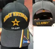 US ARMY STAR EMBLEM VETERAN CAP HAT BLACK (NEW LICENSED ARMY STAR) T4