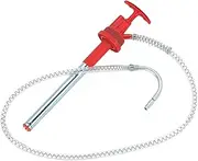 LUMAX LX-1336 Red Plastic Bucket Pump with Flex Hose and Non-Drip Nozzle. 5-6.5 Gallon (20-25 L) Capacity. Self-Priming, Push-Down Action Pump. Discharge Capacity: 3 Fluid Ounces per Stroke.