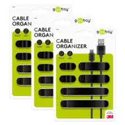 18x Goobay Adhesive Clip Set Cable Organiser Cord/Wire Management Holder Black
