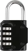 4 Digit Heavy Duty Combination Padlock Weatherproof Outdoor Locker Padlock for School Gym Locker, Sports Locker, Shed, Fence, Hasp, Garage, Gate, Toolbox Door Set Your Own Combination (Black)