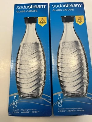 2 SodaStream 615-mL Glass Carafe Sparkling Water *New open box*