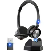 Wireless Bluetooth Headset with Microphone AI Noise Cancelling for Computer/PC/L