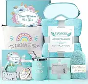 Birthday Gifts for Women Friendship, Unique Happy Birthday Gift Basket, Luxury Care Package Gift Box, Bday Gift Set Present Idea for Mom Sister Her Best Friend Female Wife Coworker Girlfriend, Blue