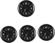 ULTECHNOVO 4pcs Car Luminous Clock Automotive Clock Mini Round Clock Truck Clock Car Mini Clock Stick on Clock Vehicle Clock Dashboard Clock Car Clocks for Dash Small Clock Black Zinc Alloy