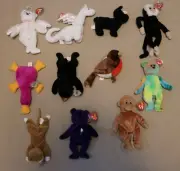 Lot #2 of 11 RARE Ty Beanie Babies All Retired w/Hang & Butt Tags & Protectors