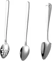 FUNNETOYU 3pcs Fruit Puree Scoops Rice Scoop Spoon Set Serrated Dessert Spoons Home Supplement Food Smooth Surface Easy Cleaning Non-Slip