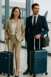 Set:New American Tourister Sky Bridge 55 + 68cm Hardcase Luggage/Suitcase - Navy