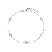 ANYCO Bracelet 925 Silver with Green Synthetic Opal Stone Jewelry for Women