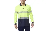 King Gee Mens Workcool Hyperfreeze Hi-vis Taped Polo Work Shirt K54225 - Yellow/Navy