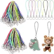 Tanstic 200Pcs Lanyard Phone Ring Strap for Mobile Lanyard Cell Phone Split Ring Strap, Sliver Tone Split Ring Cellphone Strap Charm Cords for Cellphone USB Drive Keychain DIY (Random Color)