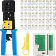 RJ45 Pass Through Crimp Tool Kit Ethernet Crimping Tool With 50 Cat5/cat5e/cat6