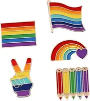 [Healvian] 5Pcs Creative Rainbow Color Brooch Pin Cute Clothes Pins for Jackets Bags Sweaters Durable Material with Exquisite Electroplating present for Supporters