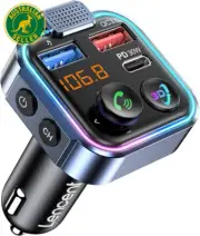 Bluetooth 5.3 FM Transmitter, Wireless Radio Adapter Car Kit with Type-C PD 30W+