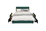 Giantex Full Size Bed Frame Wood Mattress Base Storage Drawers Green