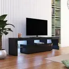 TV Cabinet Entertainment Unit Stand RGB LED High Gloss 2 Drawers 1800mm