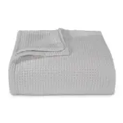 VERA WANG Bed Blanket King Waffleweave Solid pattern Cotton Light Gray 1-Piece