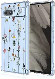Compatible Google Pixel 8A Case Drop-Proof, Shock-Absorbing, Transparent Design Soft TPU Gel Rubberized Soft-Skin Silicone case (Light Color Flower Bouquet)