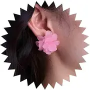 [Inateannal] Boho Green Resin Flower Earrings Acrylic Flower Stud Earrings Vintage Large Flower Earrings Acrylic Graduated Petal Earrings Jewellery for Women and Girls