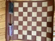 NWOT Leather Travel Chess & Checkers Roll Up Game Portable 12" x 12" Board