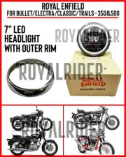 Fits Enfield 7 Led Headlight With Outer Rim For BulletElectraClassicTrails