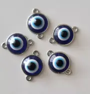 5 pcs DIY Blue Resin Turkish Evil Eye Connector Greek Eye Charms Beads Jewelry