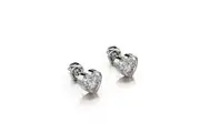 Solid 925 Sterling Silver Heart Bezel Studs Clear