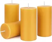 Pure Beeswax Candles, Beeswax Pillar Candles Large Candle Set of 4-140 Hour Burn Time, Wedding Candles for Home Interior(4 Pack)