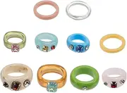 BESTYASH Elegant Simple Geometric Ring 10pcs Fashion Ring Set Unique Unisex Decorative Jewelry
