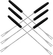Alipis Fondue Pot Fork Set 6 Stainless Steel Forks Versatile for Cheese Meat Desserts BBQ and Pot Dipping Non-Slip Grip