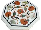 White Marble Coffee Table Top Beautiful Design Inlay Work Corner Table for Hotel