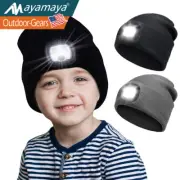 Kids Beanie Knitted Winter Hat with LED Light Warm Headlamp Cap Boys Girls Gift