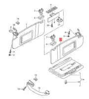 Genuine AUDI Sun Visor With Mirror And Cover Silver 8P2857552C9V4 (for: Audi)