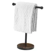 Hand Towel Holder Stand, Matte Black T-Shape Free Standing Hand Brown 1 Tier