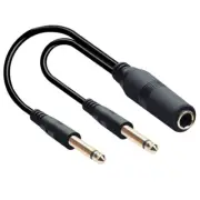 2x 1/4 TS Mono to 6.35mm Male Cable Double Quarter to 6.35mm Y Splitters Cable