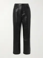 [Mother] Mother - The Smarty Recycled Patent-leather Straight-leg Pants - Black - 30 30 Black