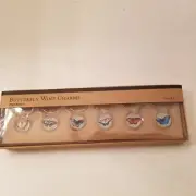 World Market Brand Butterfly Themed Glass Wine Charms Set of 6 NIB- Unopened