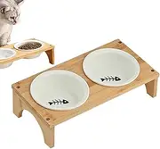 Raised Dog Bowl - Dog Food Bowl,with Wooden Base, Non-Slip, Whisker Friendly Feeding Station for Small Medium Large Puppies Kittens